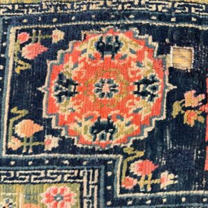 1930s Bllue Medallion Traditional Antique Chinese Horse Cover Tibetan Rug - detail view 3