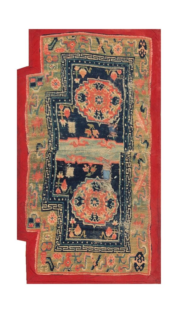 1930s bllue medallion traditional antique chinese horse cover tibetan rug 6 1930s bllue medallion traditional antique chinese horse cover tibetan rug - detail view 5
