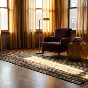 Antique 1930s Braided American Striped Hallway Runner Rug (SKU 25686) - room view