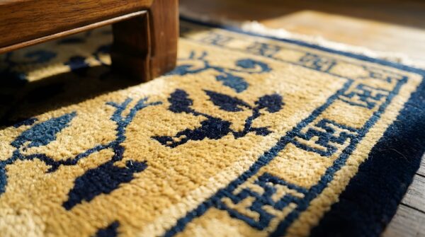 1930s antique chinese peking ivory wool hallway runner rug 11 1930s antique chinese peking ivory wool hallway runner rug (sku 25834) - in-room detail