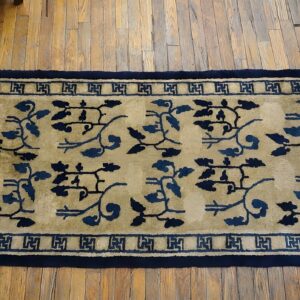 1930s Antique Chinese Peking Ivory Wool Hallway Runner Rug (SKU 25834) - styled overhead view