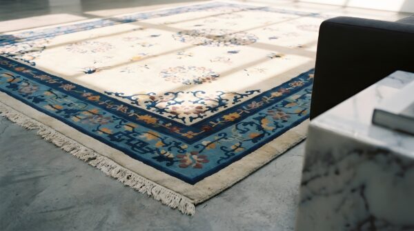 1930s chinese peking knotted wool antique ivory rectangle room size rug 6 1930s chinese peking knotted wool antique ivory rectangle room size rug (sku 22311) - in-room detail
