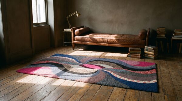 1940s multicolor antique hooked american small scatter size wool rug 7 1940s multicolor antique hooked american small scatter size wool rug (sku 21107) - room view