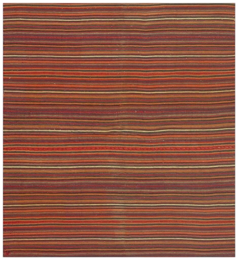 1950s Colorful Ground Vintage Geometric Flatweave Turkish Kilim Small Rug