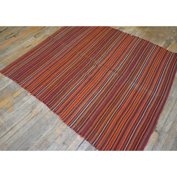 1950s colorful ground vintage geometric flatweave turkish kilim small rug 4 1950s colorful ground vintage geometric flatweave turkish kilim small rug - detail view 3