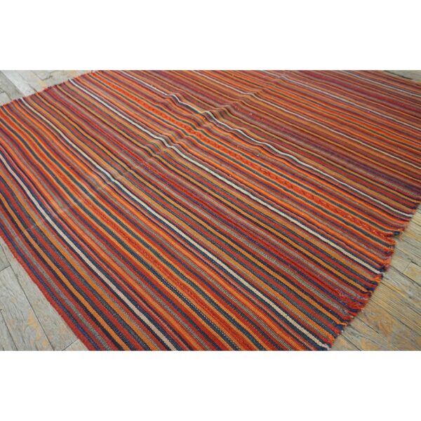 1950s colorful ground vintage geometric flatweave turkish kilim small rug 5 1950s colorful ground vintage geometric flatweave turkish kilim small rug - detail view 4