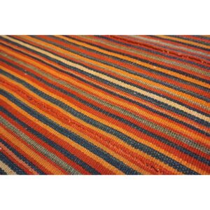1950s Colorful Ground Vintage Geometric Flatweave Turkish Kilim Small Rug - detail view 6