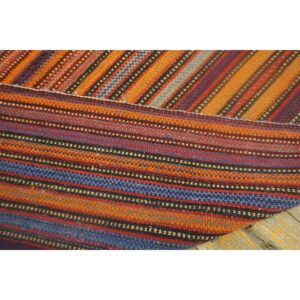 1950s Geometric Mid Century Vintage Turkish Decorative Kilim Handwoven Rug - detail view 4