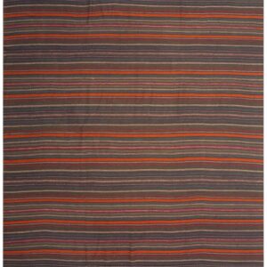 1950s Geometric Vintage Flatweave Bold Colorful Turkish Kilim Square Rug