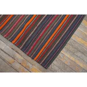 1950s Geometric Vintage Flatweave Bold Colorful Turkish Kilim Square Rug - detail view 2