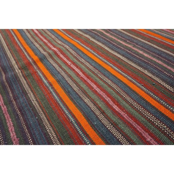 1950s geometric vintage flatweave bold colorful turkish kilim square rug 4 1950s geometric vintage flatweave bold colorful turkish kilim square rug - detail view 3