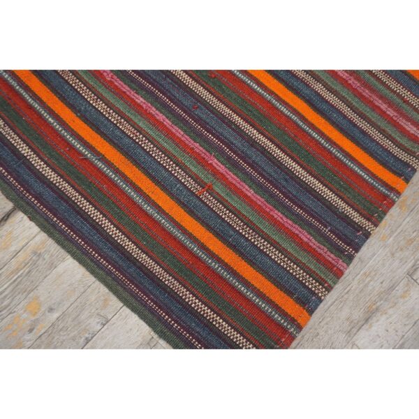 1950s geometric vintage flatweave bold colorful turkish kilim square rug 5 1950s geometric vintage flatweave bold colorful turkish kilim square rug - detail view 4