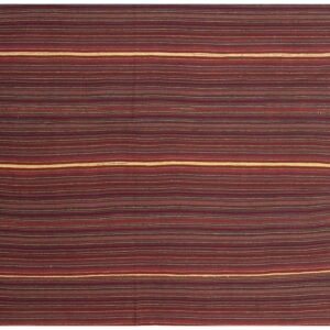 1950s Modern Vintage Colorful Striped Flatwoven Turkish Decorative Small Rug