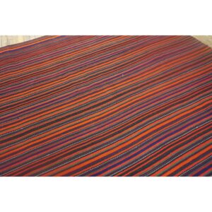 1950s Multi Field Geometric Stripe Vintage Turkish Decorative Kilim Rug - detail view 5