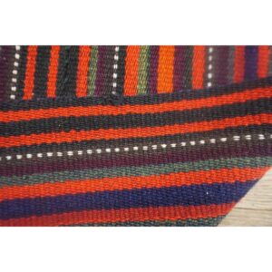 1950s Multi Field Geometric Stripe Vintage Turkish Decorative Kilim Rug - detail view 6