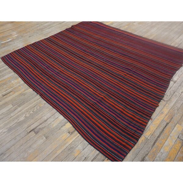 1950s multi field geometric stripe vintage turkish decorative kilim rug 8 1950s multi field geometric stripe vintage turkish decorative kilim rug - detail view 7