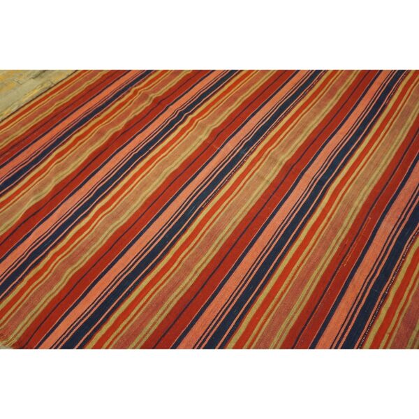 1950s multi stripe geometric flatweave wool vintage turkish kilim square rug 3 1950s multi stripe geometric flatweave wool vintage turkish kilim square rug - detail view 2
