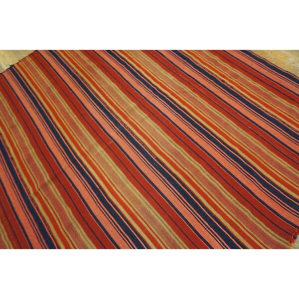 1950s multi stripe geometric flatweave wool vintage turkish kilim square rug 4 1950s multi stripe geometric flatweave wool vintage turkish kilim square rug - detail view 3