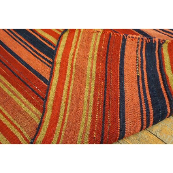 1950s multi stripe geometric flatweave wool vintage turkish kilim square rug 6 1950s multi stripe geometric flatweave wool vintage turkish kilim square rug - detail view 5