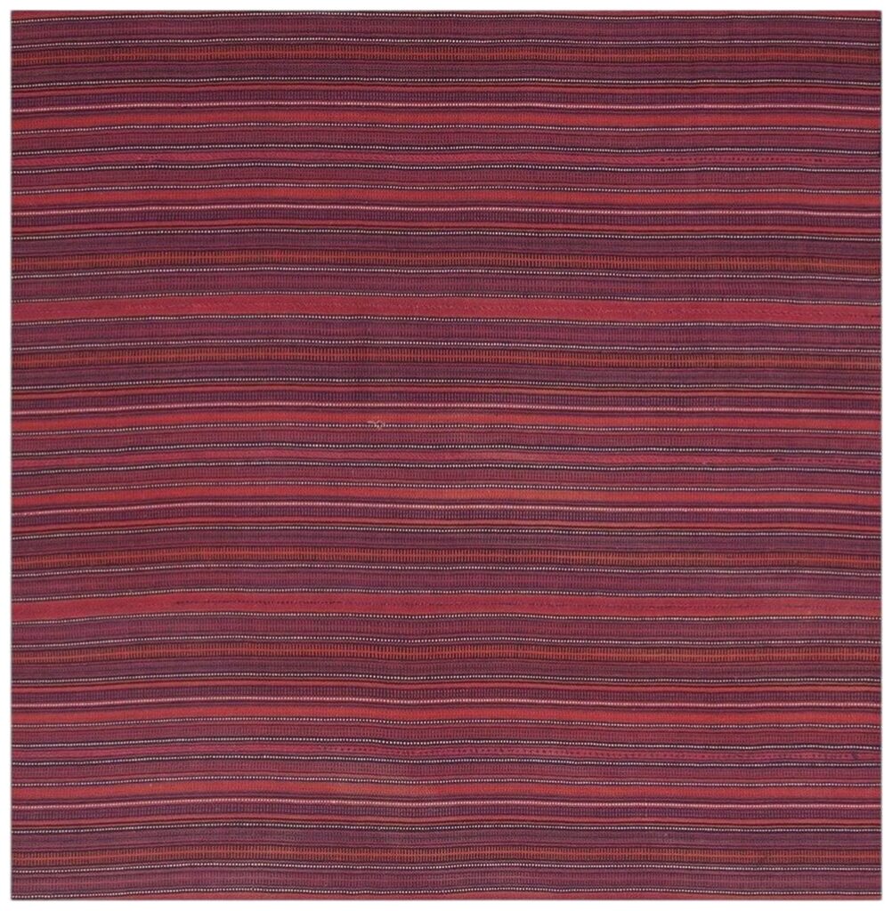 1950s Multicolor Ground Stripe Handwoven Wool Vintage Turkish Kilim Rug