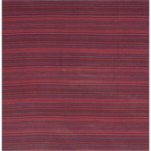 1950s Multicolor Ground Stripe Handwoven Wool Vintage Turkish Kilim Rug