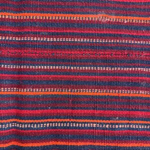 1950s Multicolor Ground Stripe Handwoven Wool Vintage Turkish Kilim Rug - detail view 2