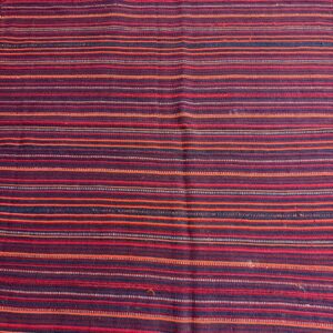 1950s Multicolor Ground Stripe Handwoven Wool Vintage Turkish Kilim Rug - detail view 3