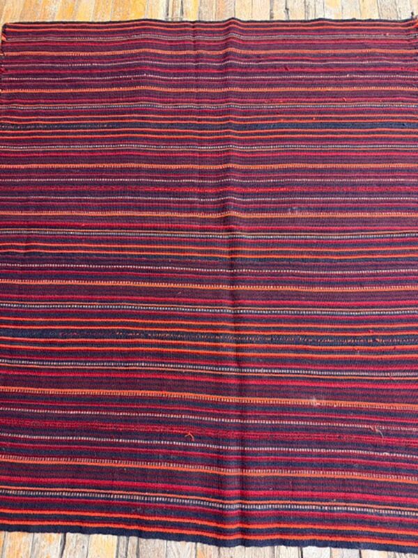 1950s multicolor ground stripe handwoven wool vintage turkish kilim rug 4 1950s multicolor ground stripe handwoven wool vintage turkish kilim rug - detail view 3