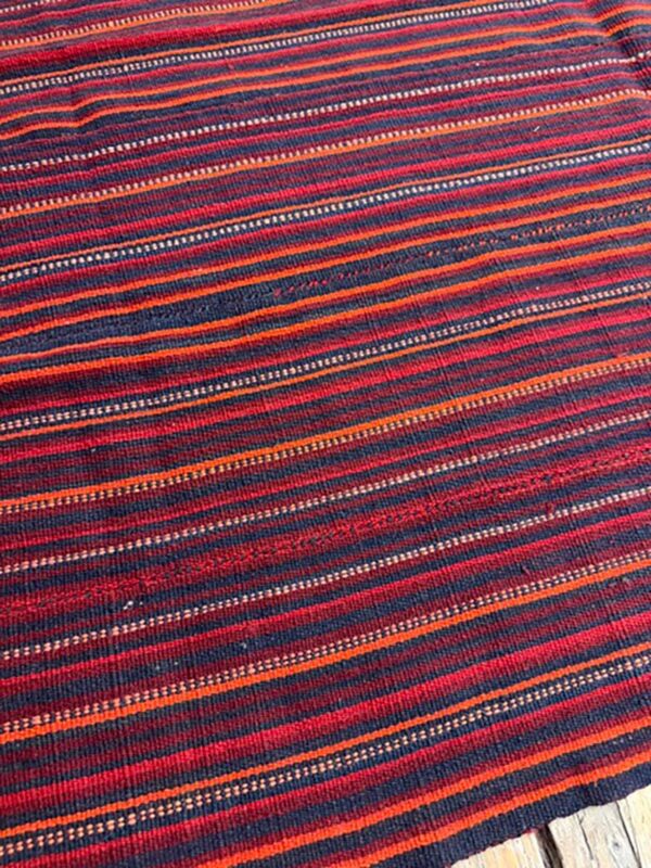 1950s multicolor ground stripe handwoven wool vintage turkish kilim rug 5 1950s multicolor ground stripe handwoven wool vintage turkish kilim rug - detail view 4