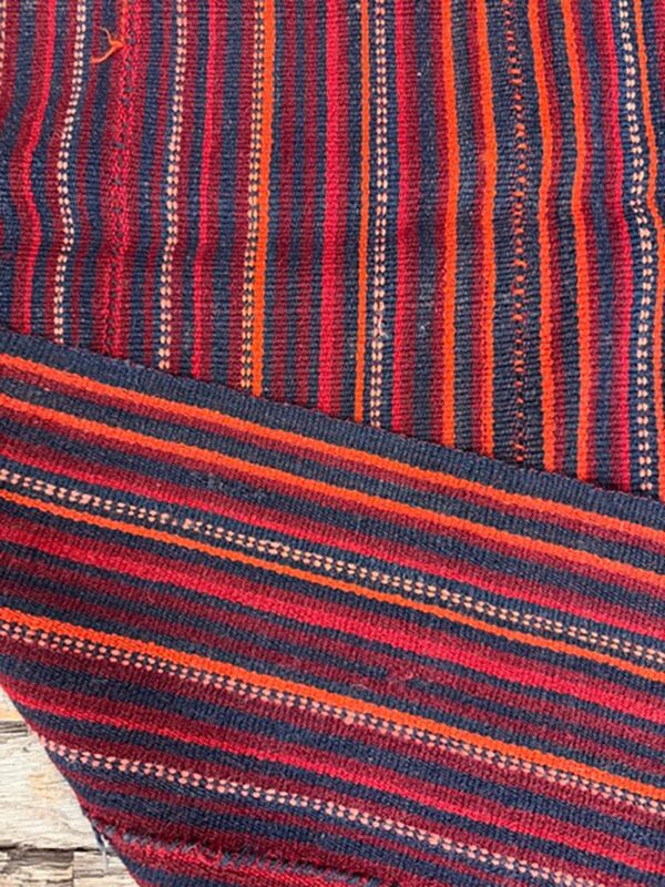 1950s multicolor ground stripe handwoven wool vintage turkish kilim rug 6 1950s multicolor ground stripe handwoven wool vintage turkish kilim rug - detail view 5