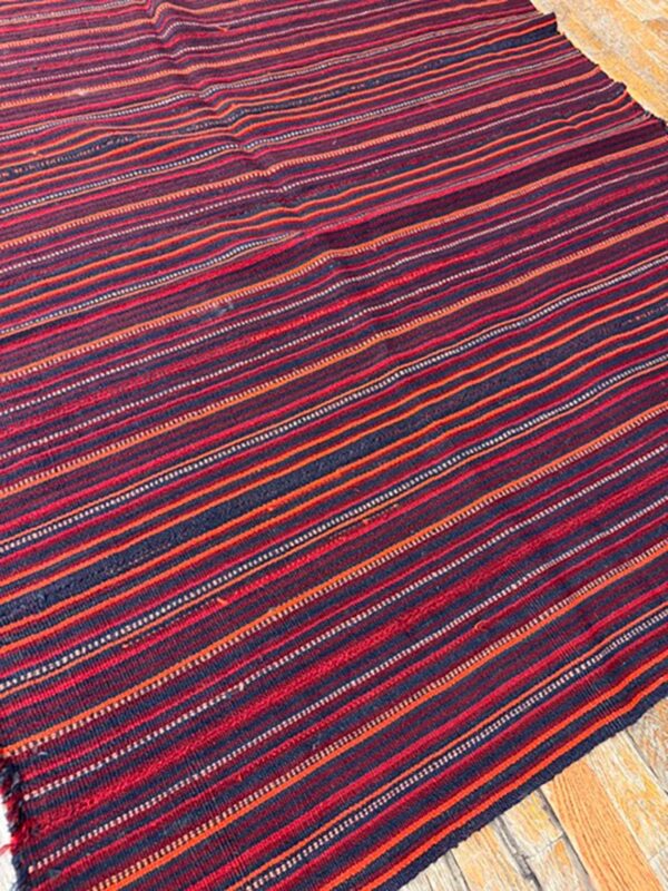 1950s multicolor ground stripe handwoven wool vintage turkish kilim rug 7 1950s multicolor ground stripe handwoven wool vintage turkish kilim rug - detail view 6