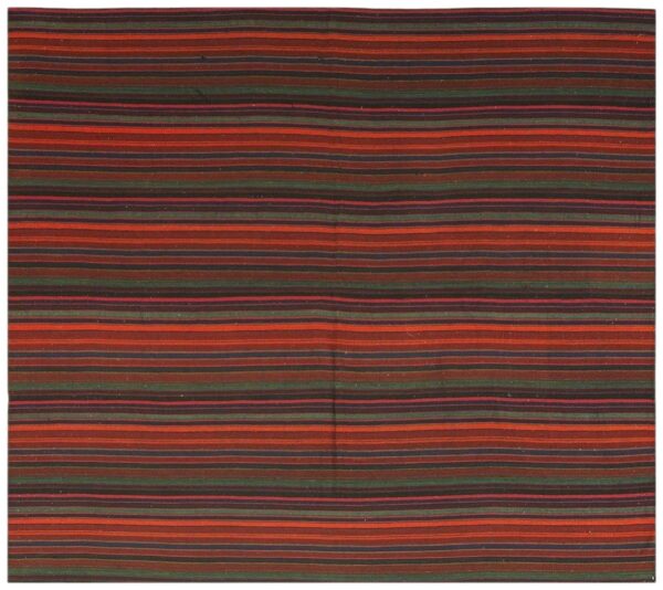 1950s multicolor ground striped vintage flatweave turkish kilim square rug 1 1950s multicolor ground striped vintage flatweave turkish kilim square rug