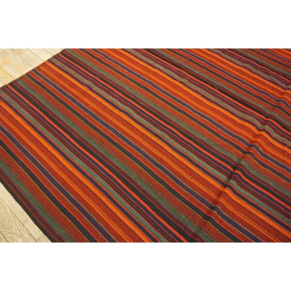 1950s multicolor ground striped vintage flatweave turkish kilim square rug 5 1950s multicolor ground striped vintage flatweave turkish kilim square rug - detail view 4