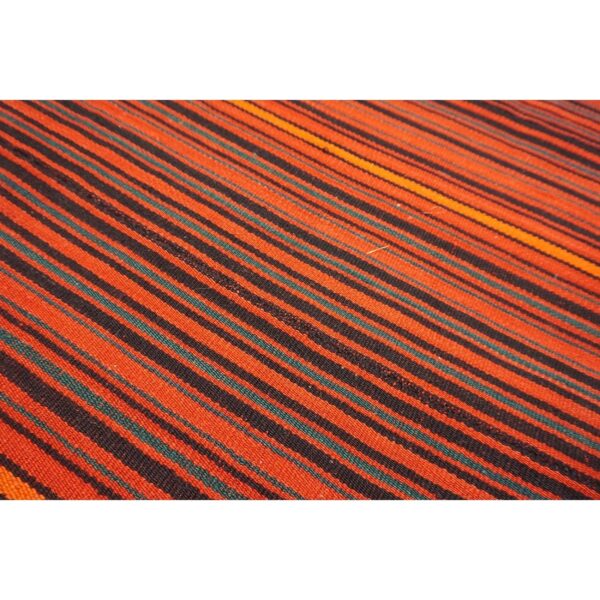 1950s orange rustic stripe vintage turkish decorative flatweave kilim small rug 4 1950s orange rustic stripe vintage turkish decorative flatweave kilim small rug - detail view 3