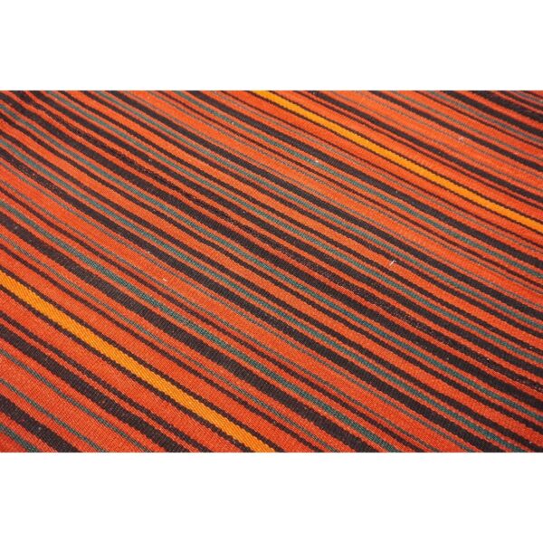 1950s orange rustic stripe vintage turkish decorative flatweave kilim small rug 5 1950s orange rustic stripe vintage turkish decorative flatweave kilim small rug - detail view 4