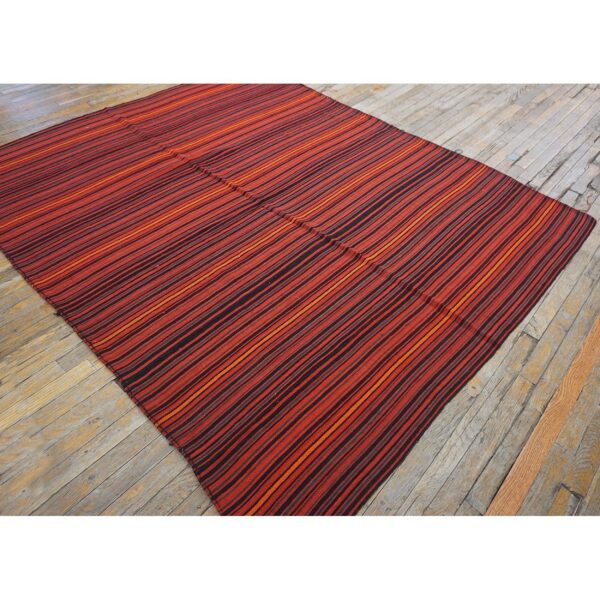 1950s orange rustic stripe vintage turkish decorative flatweave kilim small rug 6 1950s orange rustic stripe vintage turkish decorative flatweave kilim small rug - detail view 5