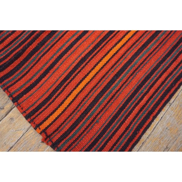 1950s orange rustic stripe vintage turkish decorative flatweave kilim small rug 7 1950s orange rustic stripe vintage turkish decorative flatweave kilim small rug - detail view 6