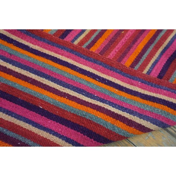 1950s pink stripe vintage flatweave modern turkish decorative kilim square rug 6 1950s pink stripe vintage flatweave modern turkish decorative kilim square rug - detail view 5