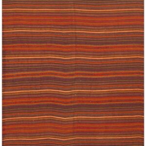 1950s Red Stripe Modern Vintage Mid Century Turkish Decorative Kilim Rug