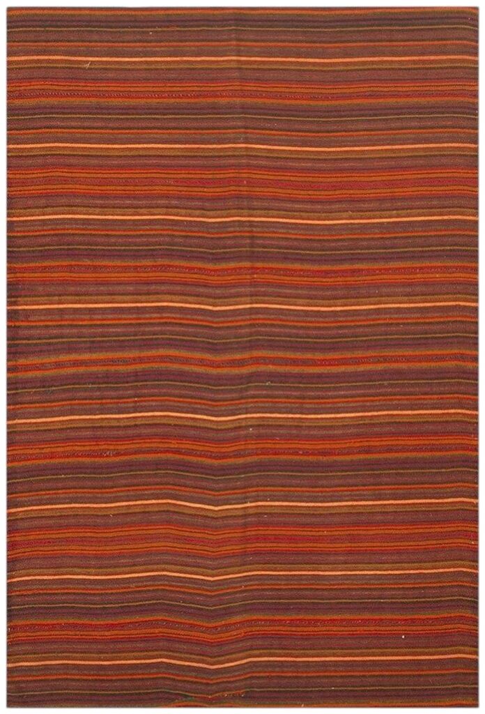 1950s Red Stripe Modern Vintage Mid Century Turkish Decorative Kilim Rug