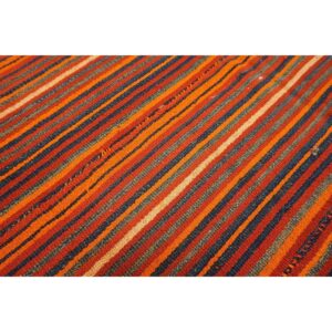 1950s Red Stripe Modern Vintage Mid Century Turkish Decorative Kilim Rug - detail view 2