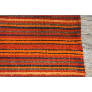 1950s Red Stripe Modern Vintage Mid Century Turkish Decorative Kilim Rug - detail view 4
