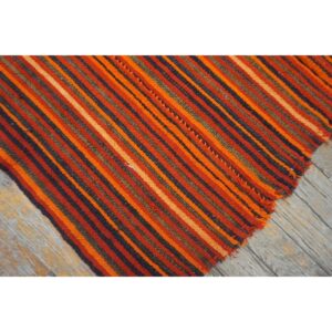 1950s Red Stripe Modern Vintage Mid Century Turkish Decorative Kilim Rug - detail view 5