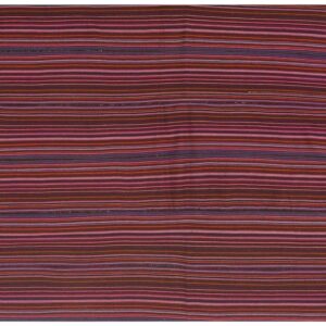 1950s Stripe Multicolor Modern Vintage Turkish Kilim Flatwoven Wool Rug