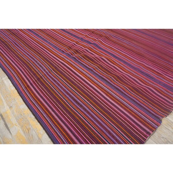 1950s stripe multicolor modern vintage turkish kilim flatwoven wool rug 2 1950s stripe multicolor modern vintage turkish kilim flatwoven wool rug - detail view 1