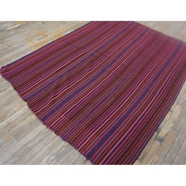 1950s stripe multicolor modern vintage turkish kilim flatwoven wool rug 4 1950s stripe multicolor modern vintage turkish kilim flatwoven wool rug - detail view 3