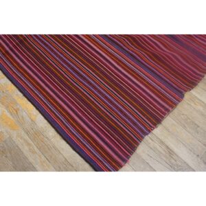 1950s Stripe Multicolor Modern Vintage Turkish Kilim Flatwoven Wool Rug - detail view 7