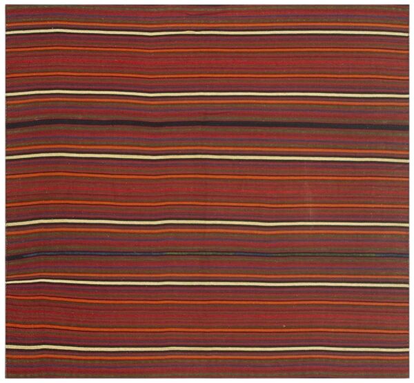 1950s stripe orange modern vintage turkish decorative kilim square rug 1 1950s stripe orange modern vintage turkish decorative kilim square rug