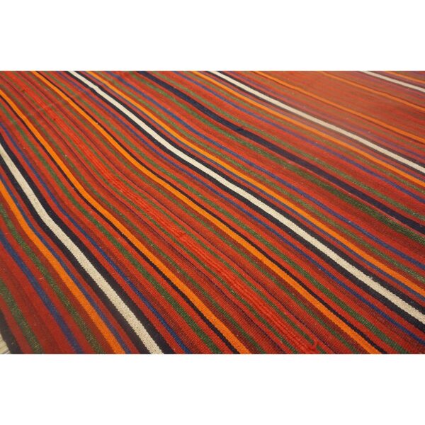 1950s stripe orange modern vintage turkish decorative kilim square rug 4 1950s stripe orange modern vintage turkish decorative kilim square rug - detail view 3