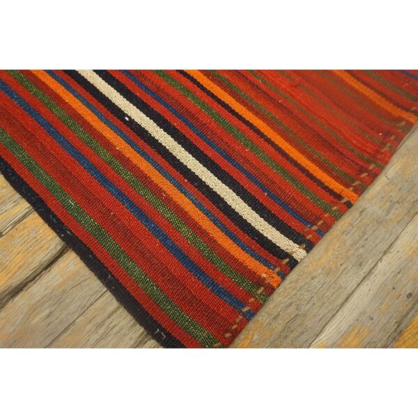 1950s stripe orange modern vintage turkish decorative kilim square rug 5 1950s stripe orange modern vintage turkish decorative kilim square rug - detail view 4